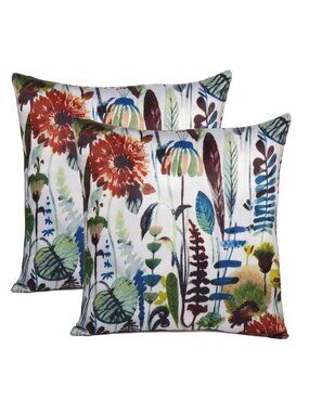 Oussum Cotton Digital Print Cushion Case Tropical Leaf Print Home Decor Set of 2